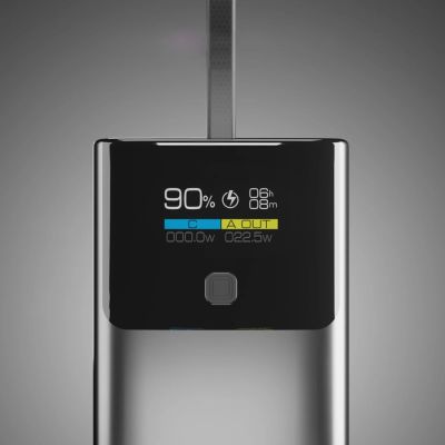 7. Powerbank SBS 10000mAh PD 20W z wyświetlaczem LCD i wbudowanym kablem USB-C - szary