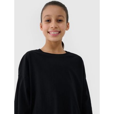 Longsleeve oversize gładki dziewczęcy 4F 4FJWSS25TLONF377-20S