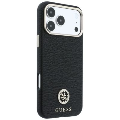 4. Etui Guess Grained Round Strass Logo MagSafe na iPhone 18 Pro / 17 Pro - czarne