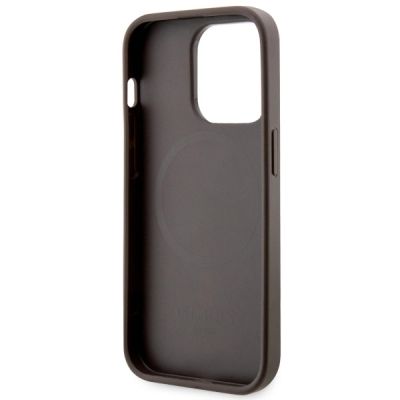 7. Etui Guess 4G Printed Stripes MagSafe na iPhone 14 Pro Max - brązowe