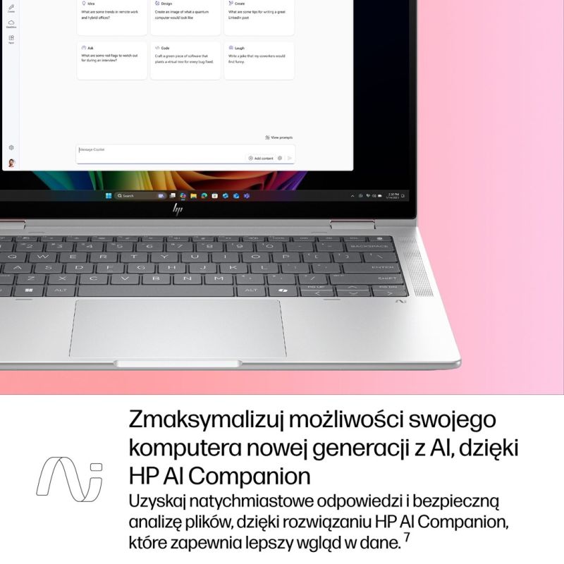 81. HP EliteBook X Flip G1i Next Gen AI Copilot+ PC Intel Core Ultra 7 258V Hybryda (2w1) 35,6 cm (14") Ekran dotykowy 2.5K 32 GB LPDDR5x-SDRAM 512 GB SSD Wi-Fi 7 (802.11be) Windows 11 Pro Srebrny