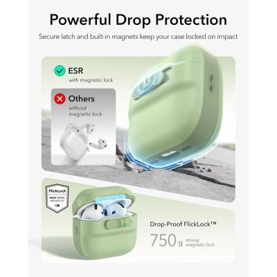 5. Etui ESR Pulse HaloLock MagSafe na Apple AirPods 4 / 5 - jasnozielone