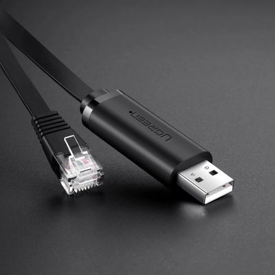 9. Ugreen kabel konsolowy przejściówka USB - Ethernet RJ45 1,5m czarny (CM204)