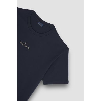 2. Paul&Shark T-shirt bawełniany męski granatowo-złoty 99311008-50E - klasyczny krój, logo