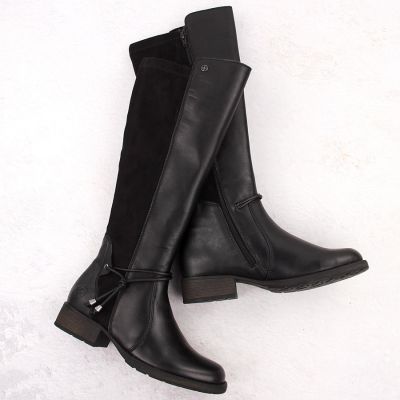 16. Skórzane kozaki damskie oficerki ocieplane czarne Rieker Z9564-00