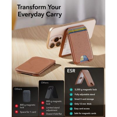 2. Portfel magnetyczny ESR Classic RFID Magnetic Wallet Stand MagSafe na telefon - brązowy