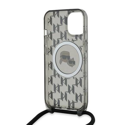 6. Etui Karl Lagerfeld IML Crossbody Monogram Karl & Choupette Head MagSafe na iPhone 15 / 14 / 13 - czarne