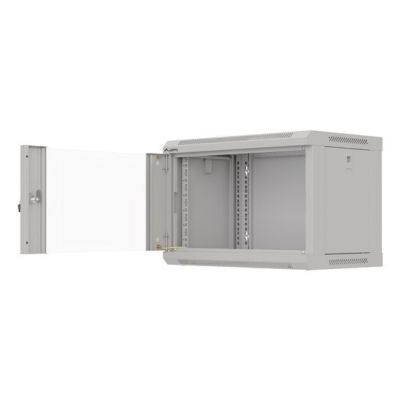 5. Szafa instalacyjna rack wisząca 19" 6U 540x350 szara drzwi przeszklone Lanberg (Flat Pack)