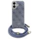 2. Etui Guess Crossbody Cord 4G Print ze smyczą na iPhone 16 - niebieskie