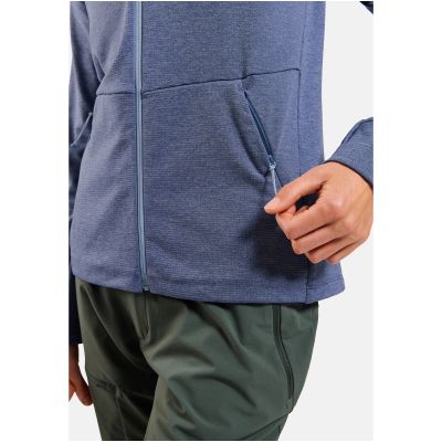 Bluza bez kaptura rozpinana Odlo Mid layer full zip GRID FLEECE niebieska