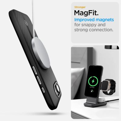 13. Etui Spigen Enzo Aramid MagSafe na iPhone 16e / 17e- czarne
