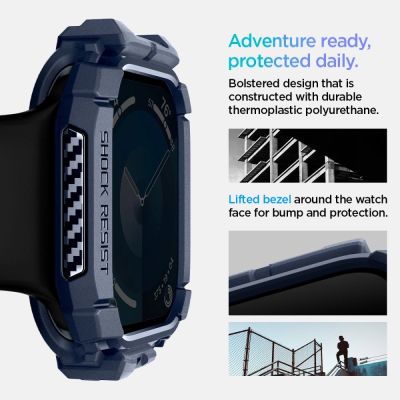 9. Etui Spigen Rugged Armor na Apple Watch 10 46 mm - granatowe