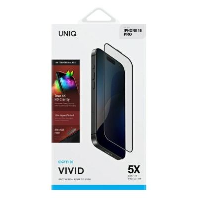 2. Szkło hartowane UNIQ Optix Vivid z apliaktorem na iPhone 16 Pro
