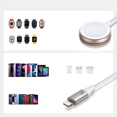 14. Joyroom 2 w 1 kabel lightning i ładowarka indukcyjna do Apple Watch 1.5m biały (S-IW012)