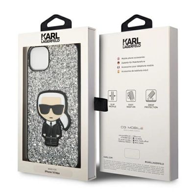 8. Etui Karl Lagerfeld Glitter Flakes Ikonik na iPhone 14 Plus - srebrne