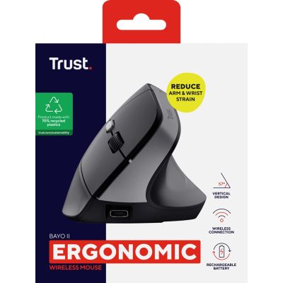 9. Mysz TRUST BAYO II ERGONOMIC WIRELESS MOUSE BLK (25145)