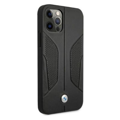 4. Etui BMW Leather Perforate Sides na iPhone 12 / iPhone 12 Pro - czarne