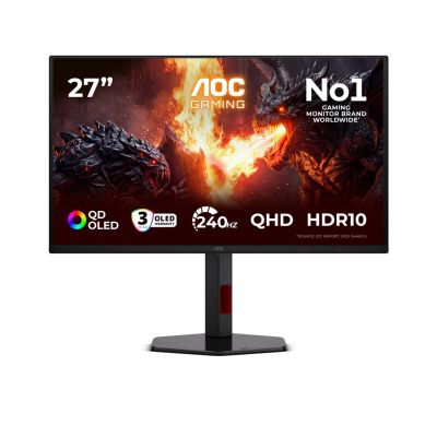 61. AOC G4 Q27G4ZDR monitor komputerowy 67,3 cm (26.5") 2560 x 1440 px Quad HD QD-OLED Czarny, Czerwony