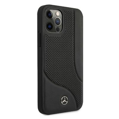 4. Etui Mercedes Leather Perforated Area na iPhone 12 Pro Max - czarne