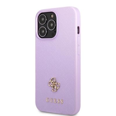 2. Etui Guess Saffiano 4G Small Metal Logo na iPhone 13 Pro / iPhone 13 - purpurowe