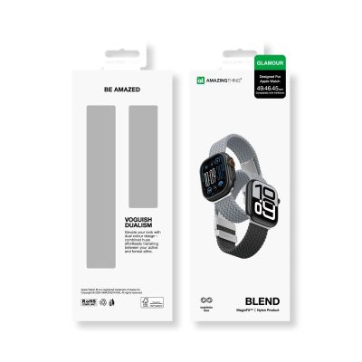 8. Zestaw 2 pasków AMAZINGTHING Blend Band do Apple Watch 45 / 46 / 49 mm - szaro-czarny / szary