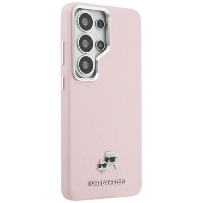 4. Etui Karl Lagerfeld Saffiano KC Metal Logo MagSafe na Samsung Galaxy S26 Ultra - różowe