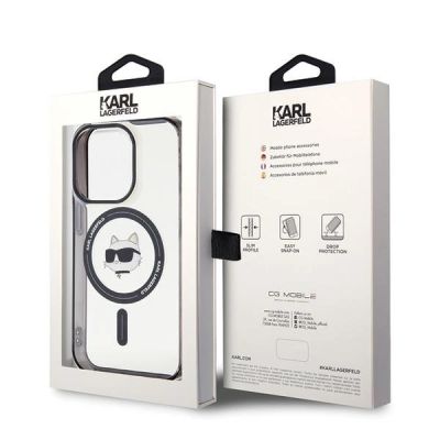 8. Etui Karl Lagerfeld IML Choupette's Head MagSafe na iPhone 15 Pro - przezroczyste