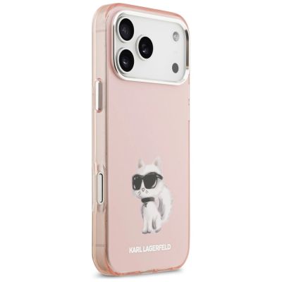 4. Etui Karl Lagerfeld IML Aquarelle Choupette & Logo MagSafe na iPhone 17 Pro - różowe
