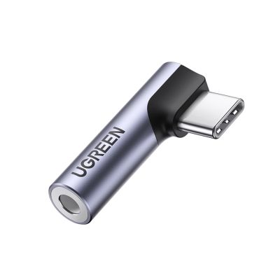 Adapter Ugreen AV154 80384 USB-C (męski) kątowy / mini jack  3.5mm (żeński) - szary