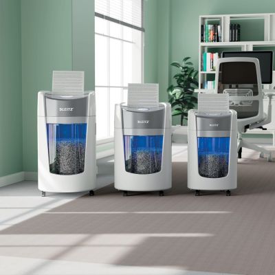 9. Niszczarka Leitz IQ OptiMax Home Office 225, 15l, P5, 6 kartek, Automatyczny Start/Stop, Funkcja cofania, Obrotowy pojemnik - 33% większa pojemność na ścinki