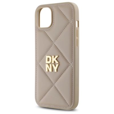 6. Etui DKNY Quilted Stack Logo na iPhone 15 Plus - beżowe
