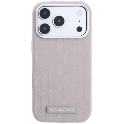 3. Etui Karl Lagerfeld Grained Mono Resin Logo MagSafe na iPhone 17 Pro / 18 Pro - różowe