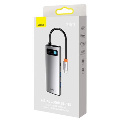 5. Baseus Metal Gleam Series multifunkcjonalny HUB USB 7w1 Typ C HDMI czytnik kart TF PD szary (WKWG020113)