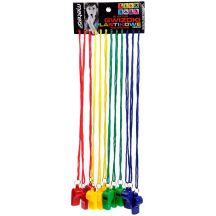 Gwizdek Meteor Plastikowy 12 szt. kulkowy, 4 kolory