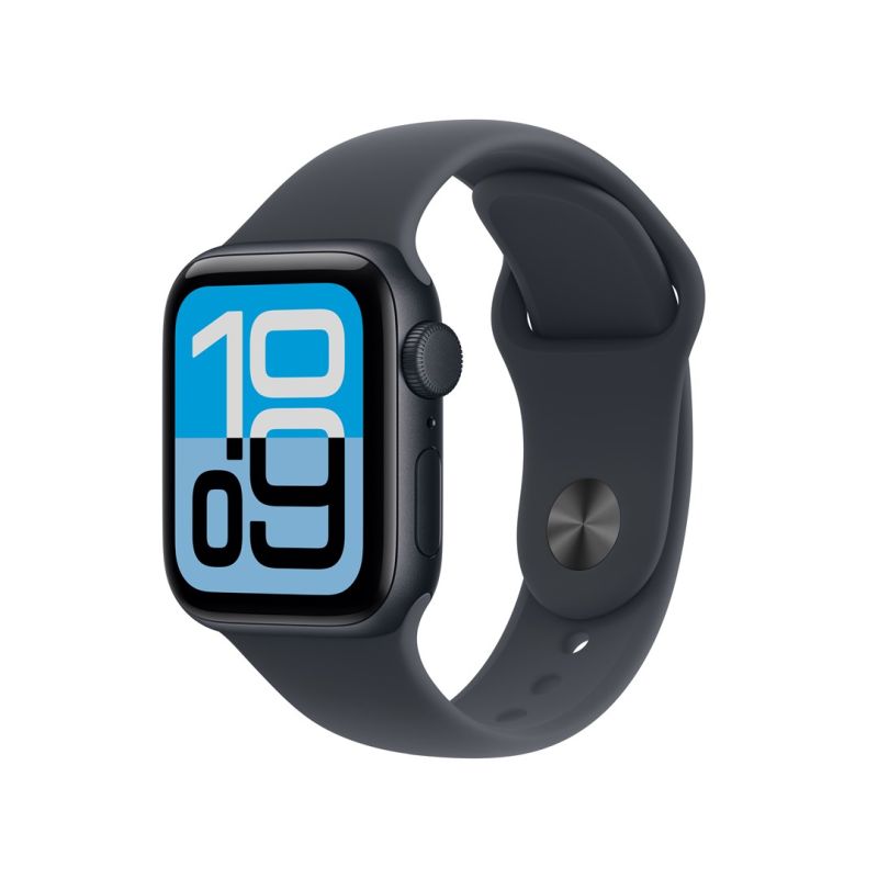 3. Apple Watch SE 3 GPS 40 mm z aluminiową kopertą w kolorze Midnight i sportową bransoletką Midnight – rozmiar S/M