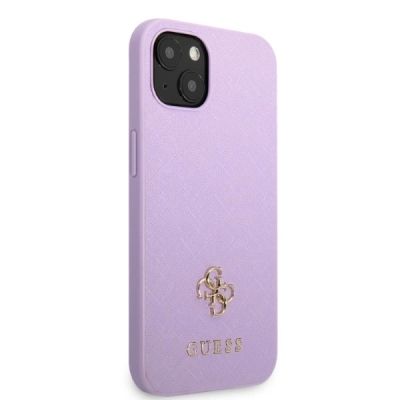 4. Etui Guess Saffiano 4G Small Metal Logo na iPhone 13 mini - purpurowe