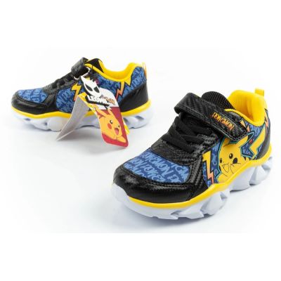 8. Leomil buty sportowe dziecięce sneakersy Pokemon lekkie na rzep LED czarne żółte