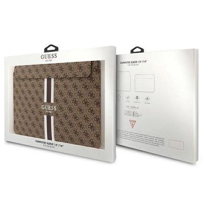 4. Pokrowiec Guess 4G Printed Stripes na laptopa 14" - brązowy