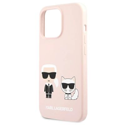 6. Etui Karl Lagerfeld Silicone Karl&Choupette na iPhone 13 Pro / iPhone 13 - jasnoróżowe