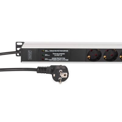 2. Digitus DN-95438 rozdzielacz zasilania PDU 9 x gniazdo sieciowe 1U Czarny, Srebrny