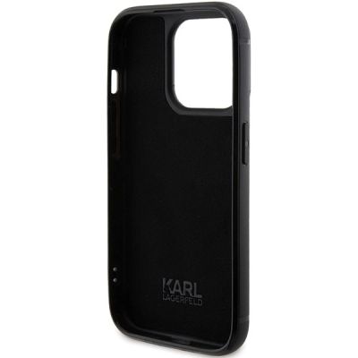 7. Etui Karl Lagerfeld Rhinestone Logo Metal Plate do iPhone 15 Pro Max - czarne