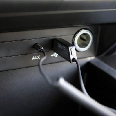 11. SAVIO TRANSMITER AUX, USB, BLUETOOTH 5.3, FUNKCJA ZESTAWU GŁOŚNOMÓWIĄCEGO, TR-16
