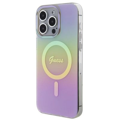 2. Etui Guess IML Iridescent MagSafe na iPhone 15 Pro - różowe