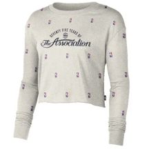 Bluza damska Nike NBA N31 Courtside Longsleeve Crop T-shirt Birch Heather - DA6810-051