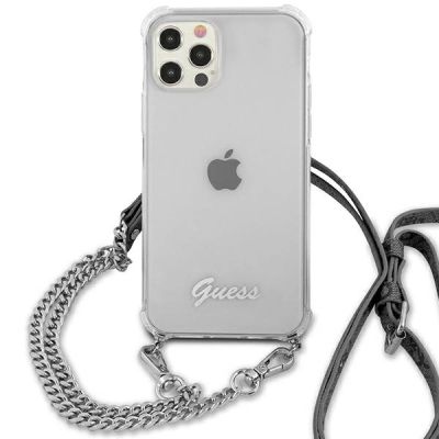 3. Etui Guess 4G Silver Chain na iPhone 12 / iPhone 12 Pro - przezroczyste