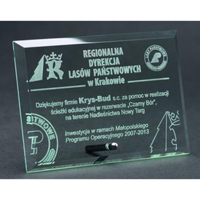 5. Trofeum szklane grawerowane