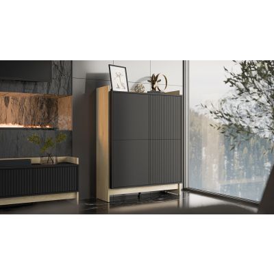 3. Komoda PORTO 100x38x130 dąb/czarny