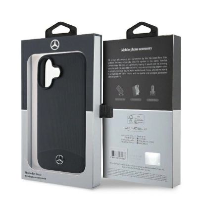 8. Etui Mercedes Textured And Plain Leather MagSafe na iPhone 16 - czarne