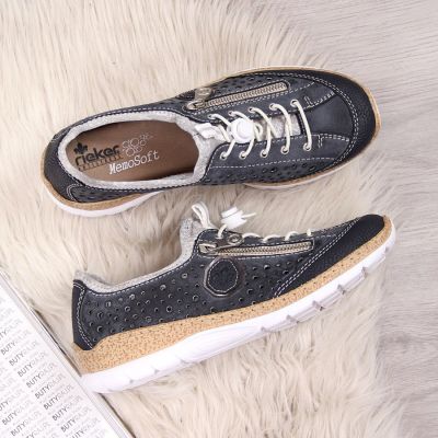 4. Półbuty damskie sportowe ażurowe granatowe Rieker N42P6-14