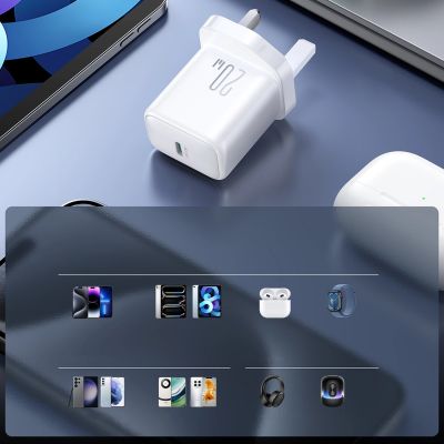 7. Ładowarka sieciowa Joyroom JR-TCF20 PD 20W (wtyczka UK) z kablem USB-C 1m - biała